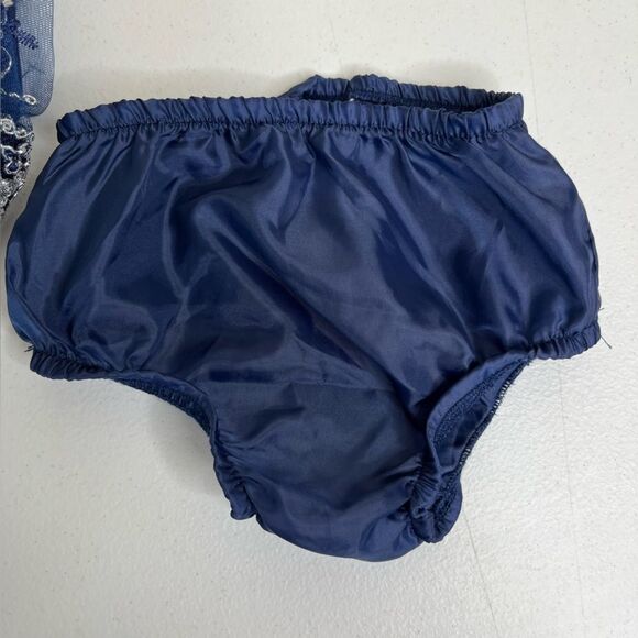 Rare Editions Navy Blue Velvet Lace Rhinestone Dress Bottom Set Girls 6-9 Months - Picture 7 of 13